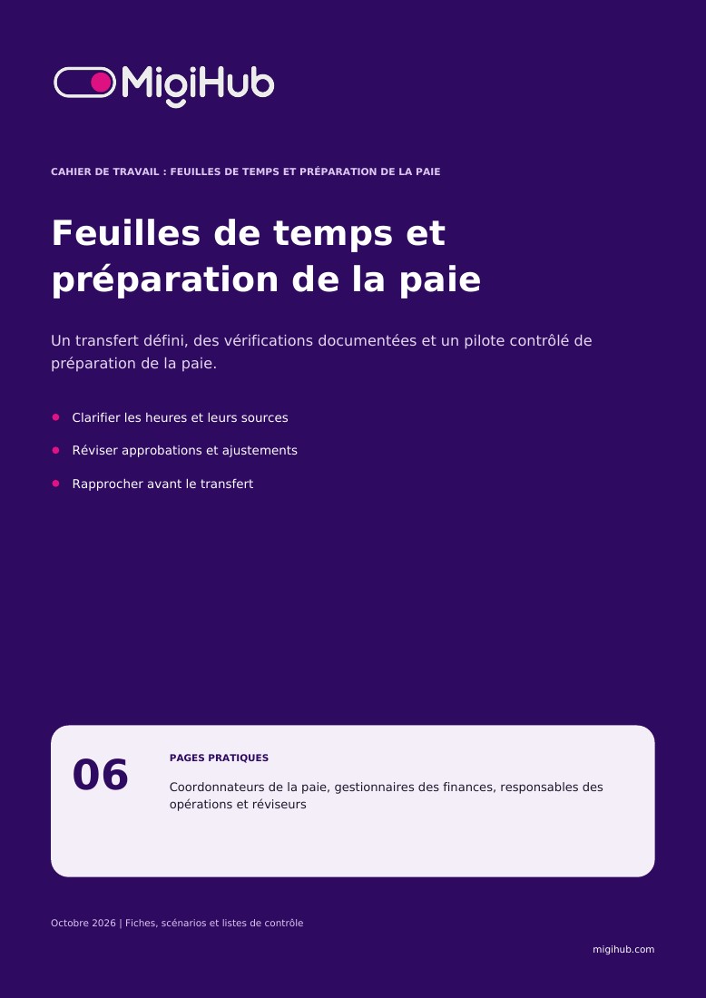 Cahier de travail : feuilles de temps et préparation de la paie